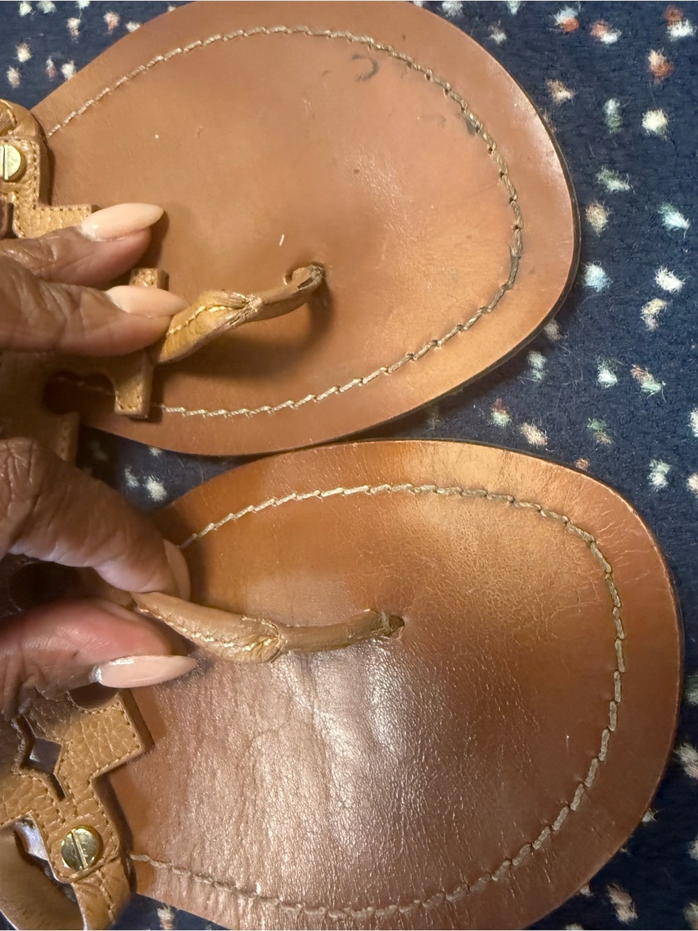 Tory Burch Chandler Flat Brown Leather Sandal Size 9 - Picture 11 of 15